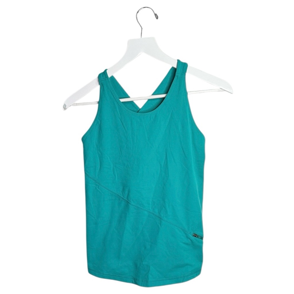 Lululemon Cross Back Zip Pocket Tank in Teal W1997 Sz 12